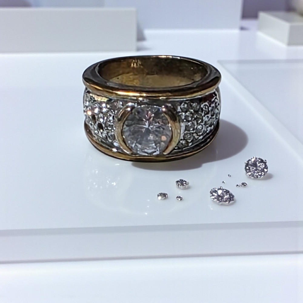 Gold and Silver Crystal Ring